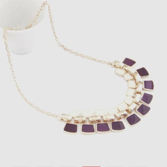 LiveChicStyle Jewelry - Purple and Cream Enamel Gold Necklace